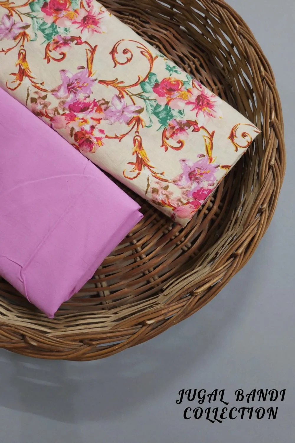 Multicolour Flowers Print On Top With Matching Solid Plain Bottom,