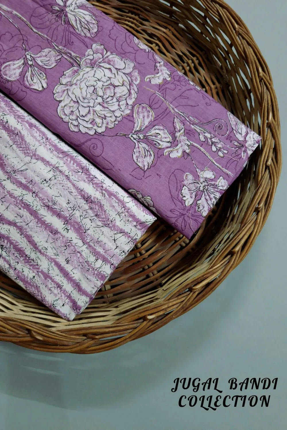 Purple Shade Base Flower Block Print With Matching Stripes Bottom.