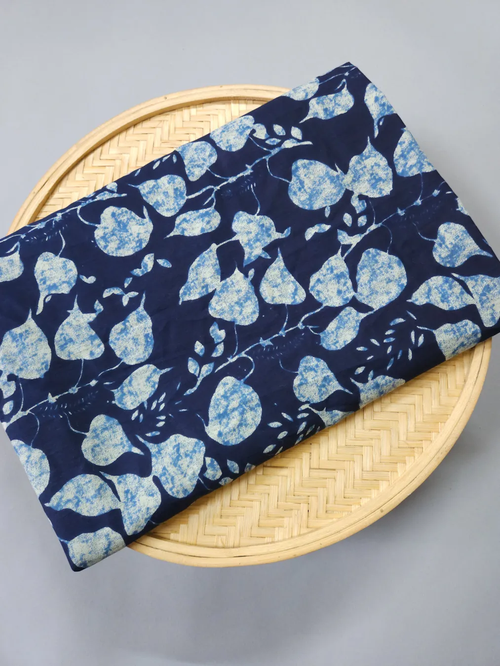 Indigo leaf Jaal Printed Ajrakh Cotton Fabric